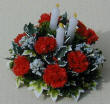 Candles, Carnations, Gypsophilia, Ivy and Holly
